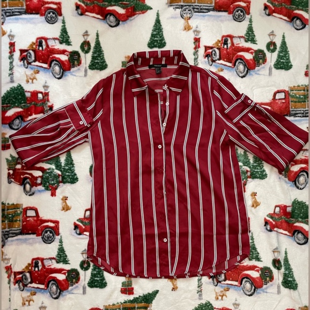 Forever‎ 21 Red&White Striped Flannel {Size Small}